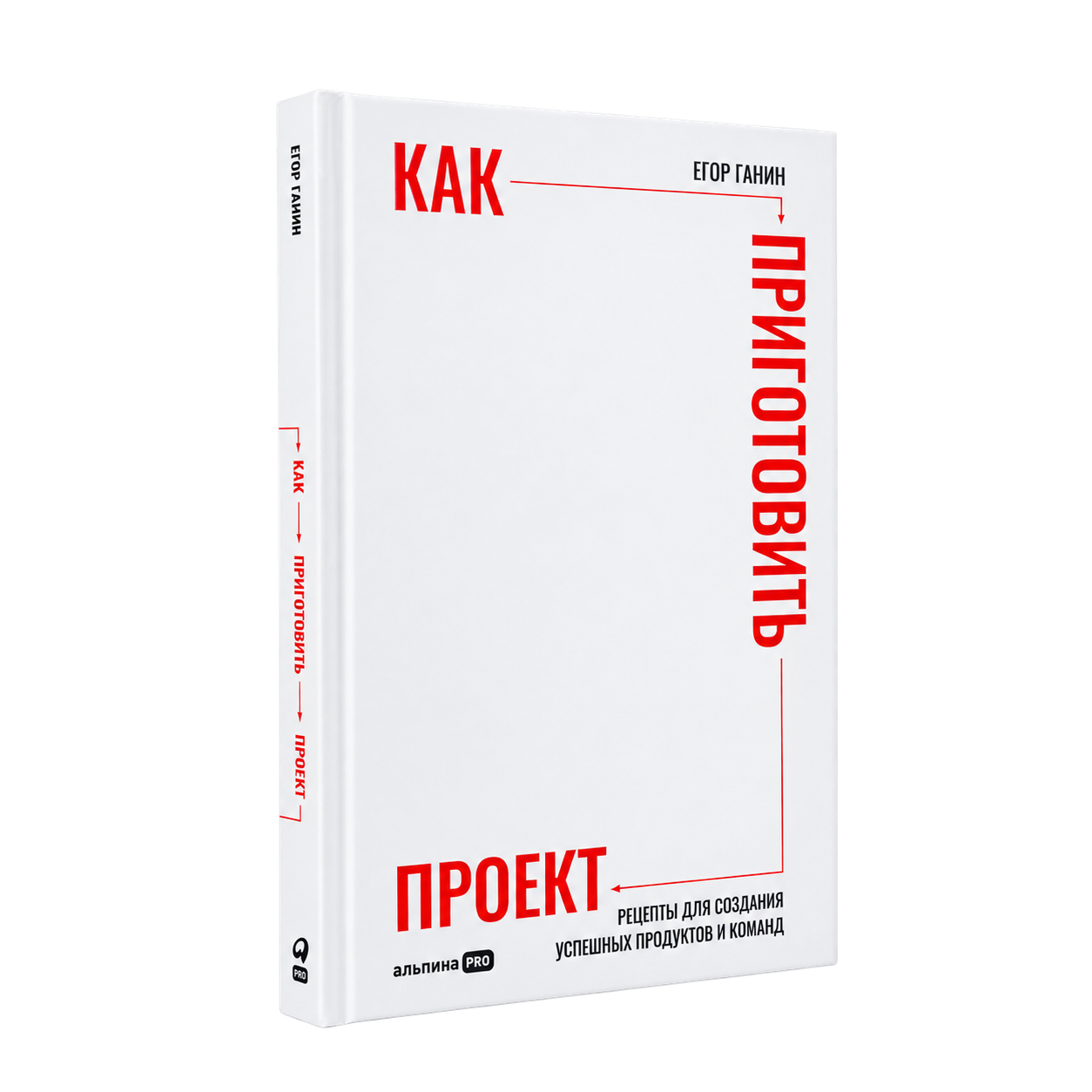 Книга Егора Ганина «Как приготовить проект»: белая обложка с красным названием